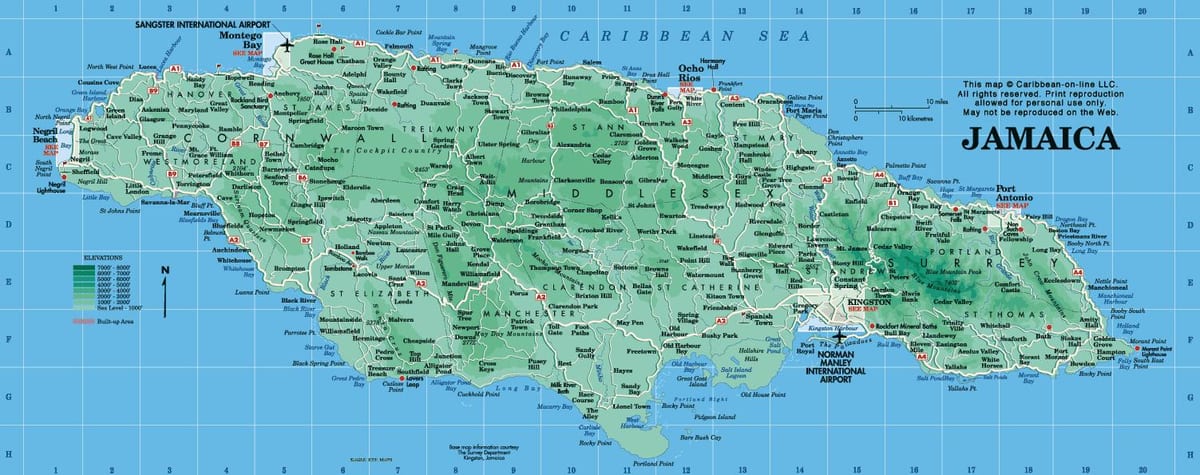 ģeogrāfiskās kartes, jamaika