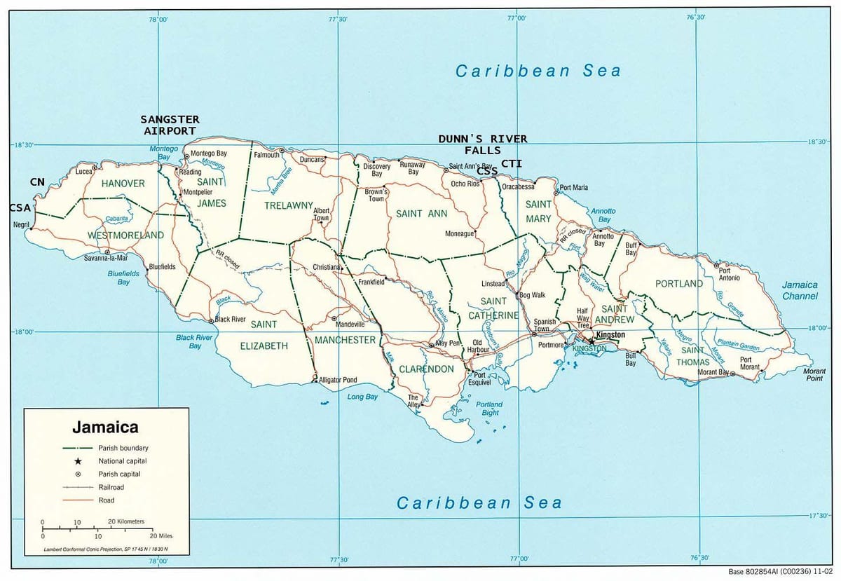 Karte jamaika dunns river falls