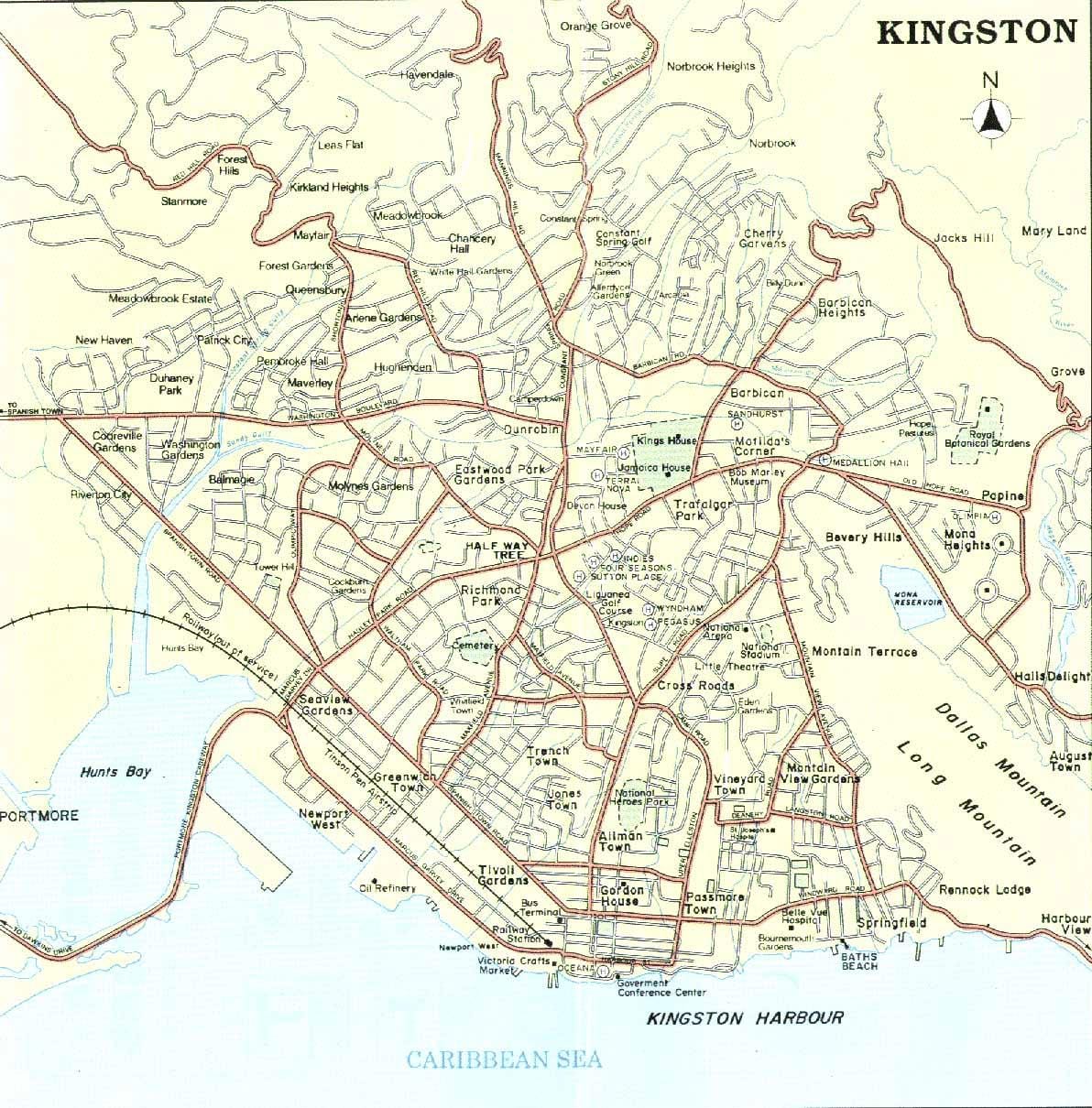 Karte kingston jamaika apkārtne